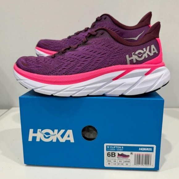 Hoka Shoes - HOKA Women Clifton8 Running Shoe Soft&Light 1119394 Grape Wine Beautyberry US 6B